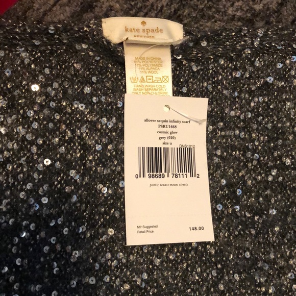 NWT Kate Spade Allover Sequin Infinity Scarf - Picture 2 of 2